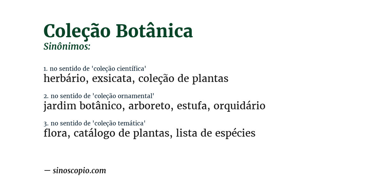 Sinônimo de coleção botânica