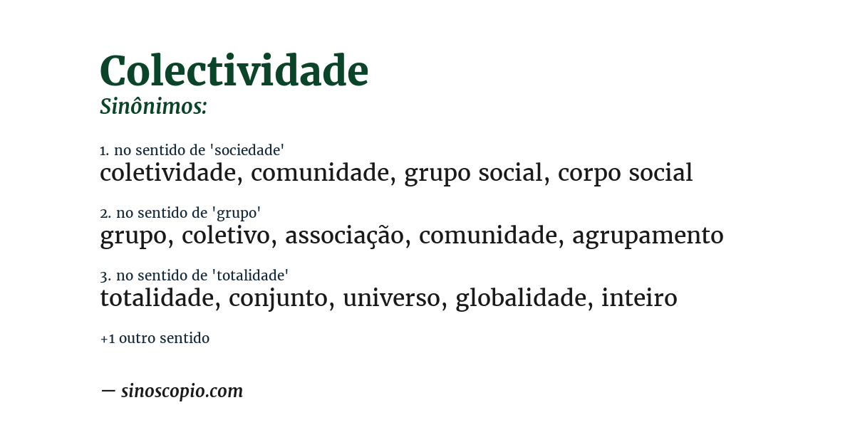 Sinônimo de colectividade