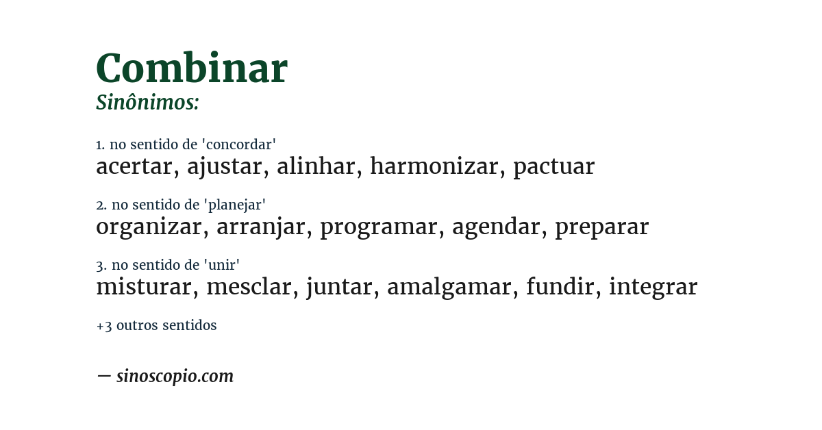Sinônimo de combinar