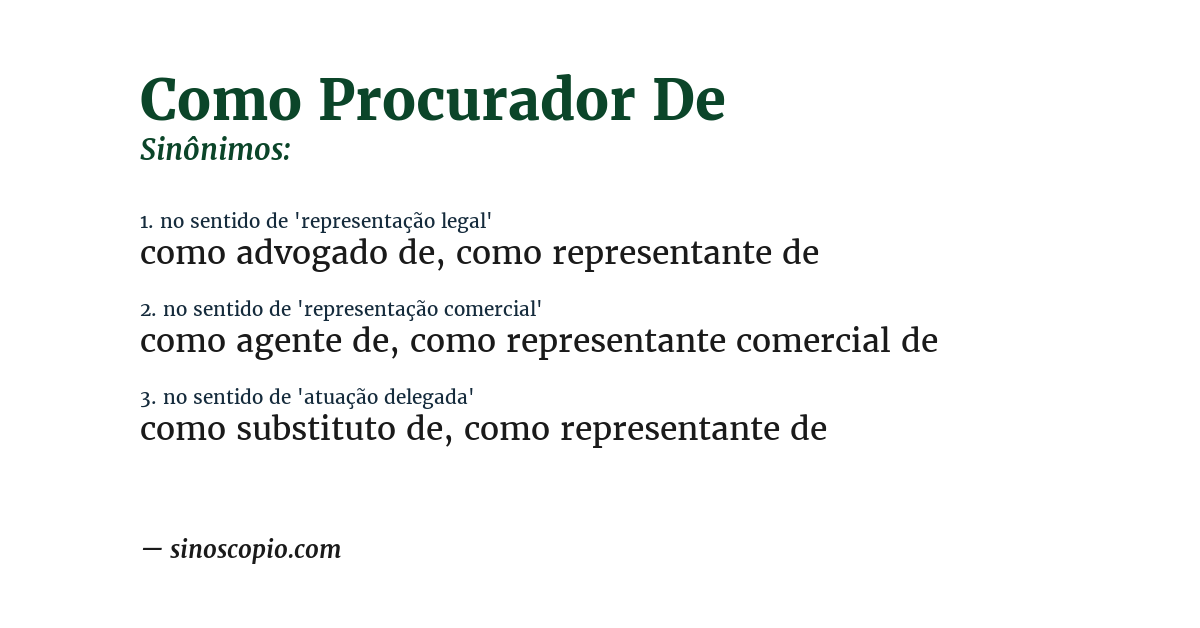 Sinônimo de como procurador de
