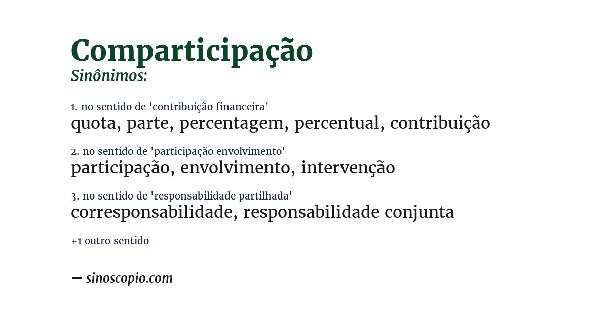 Sinônimo de comparticipação