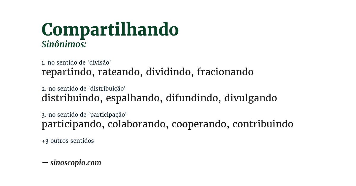 Sinônimo de compartilhando