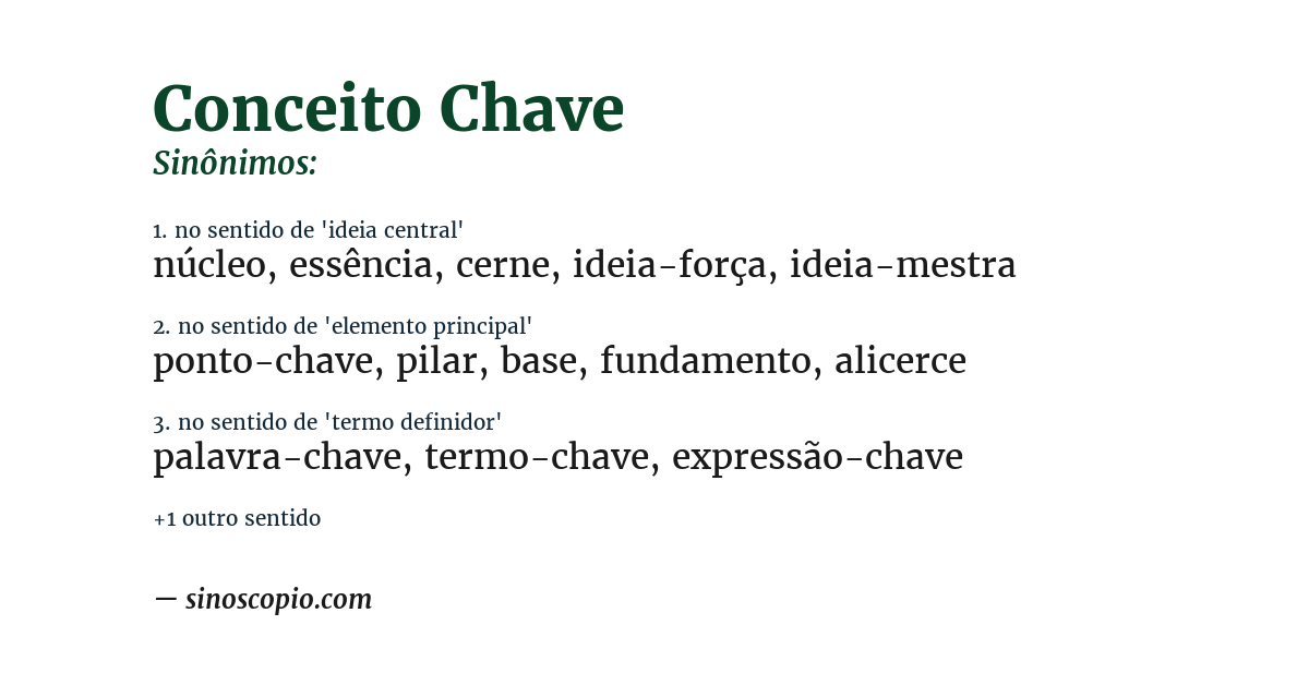 Sinônimo de conceito chave