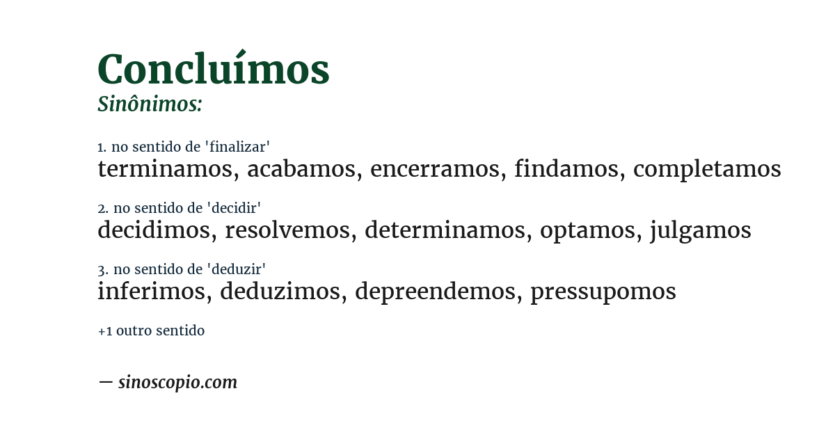 Sinônimo de concluímos