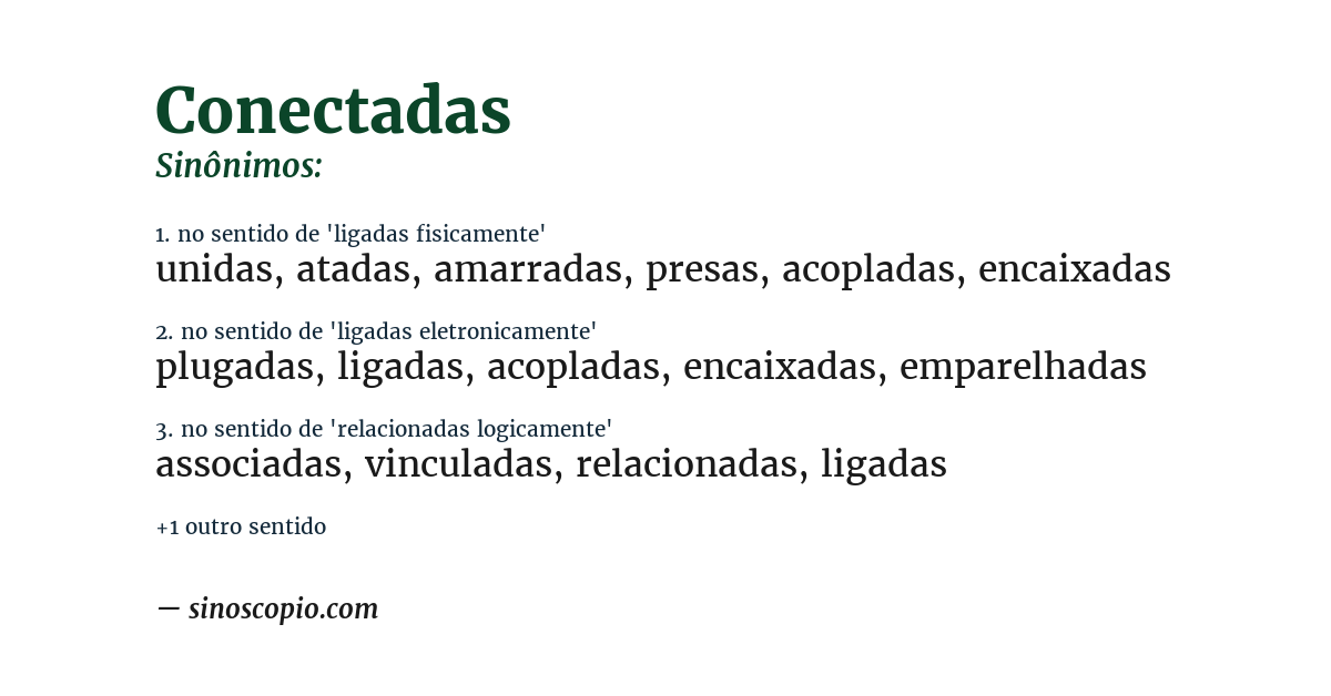 Sinônimo de conectadas