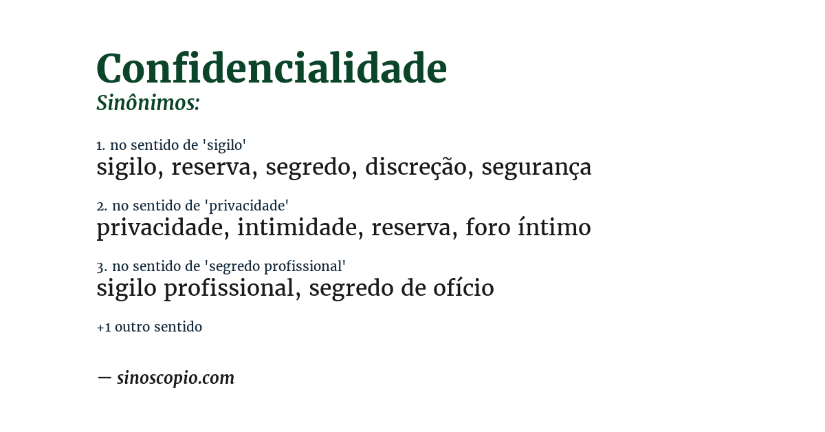 Sinônimo de confidencialidade