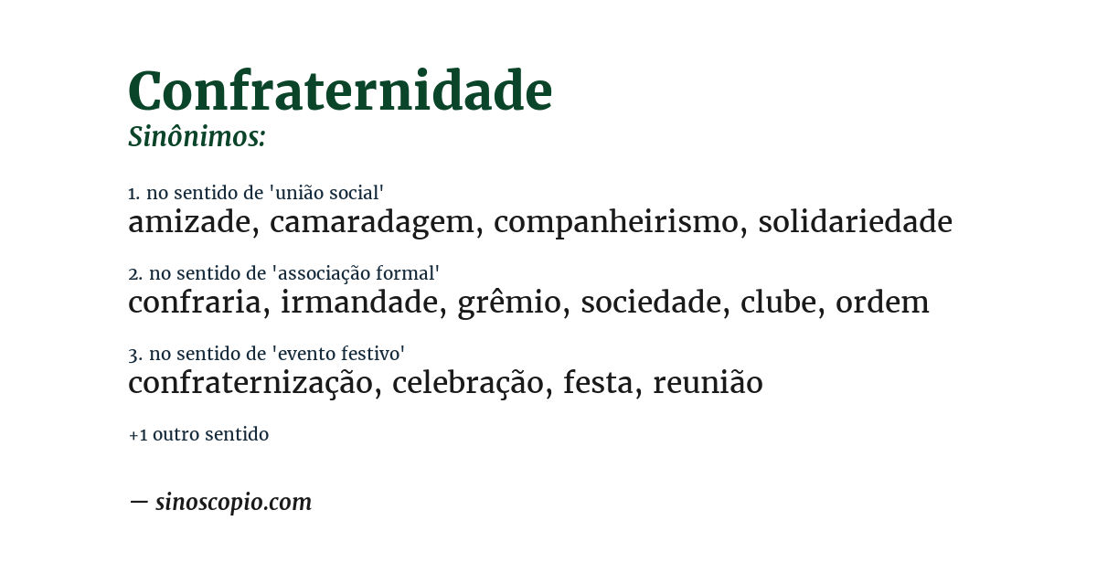 Sinônimo de confraternidade