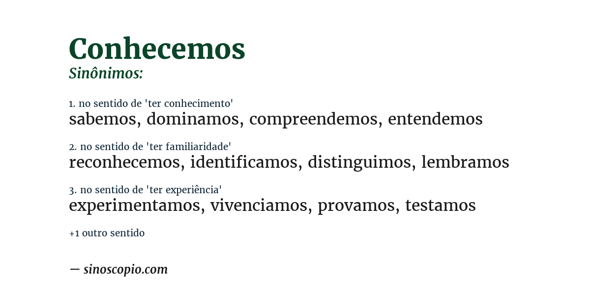 Sinônimo de conhecemos