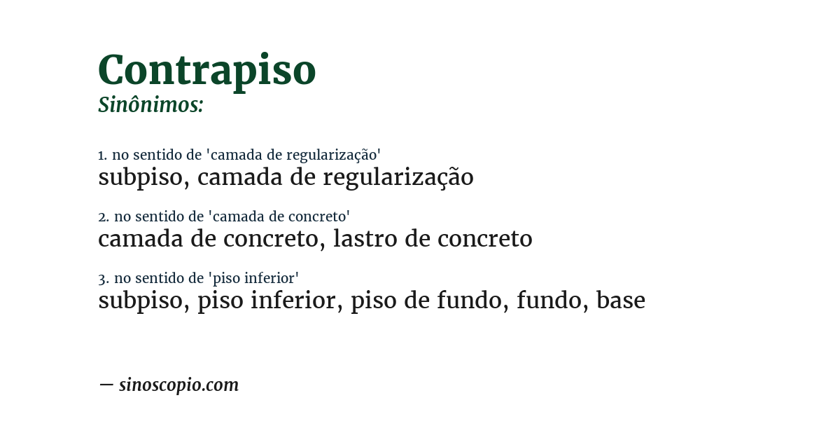 Sinônimo de contrapiso