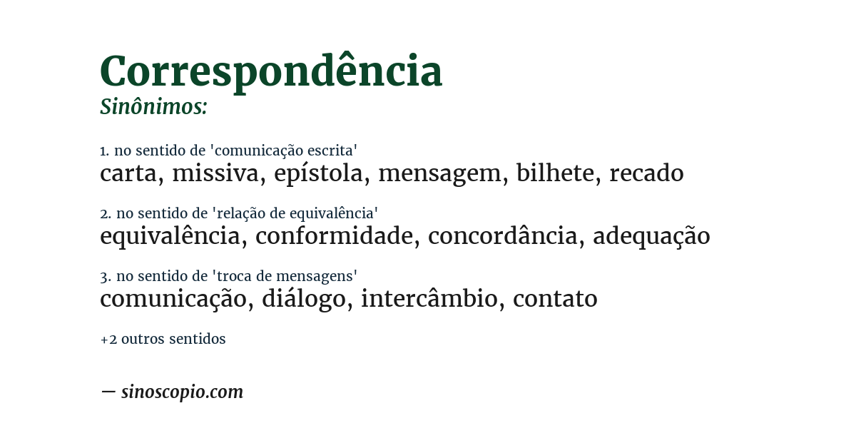 Sinônimo de correspondência
