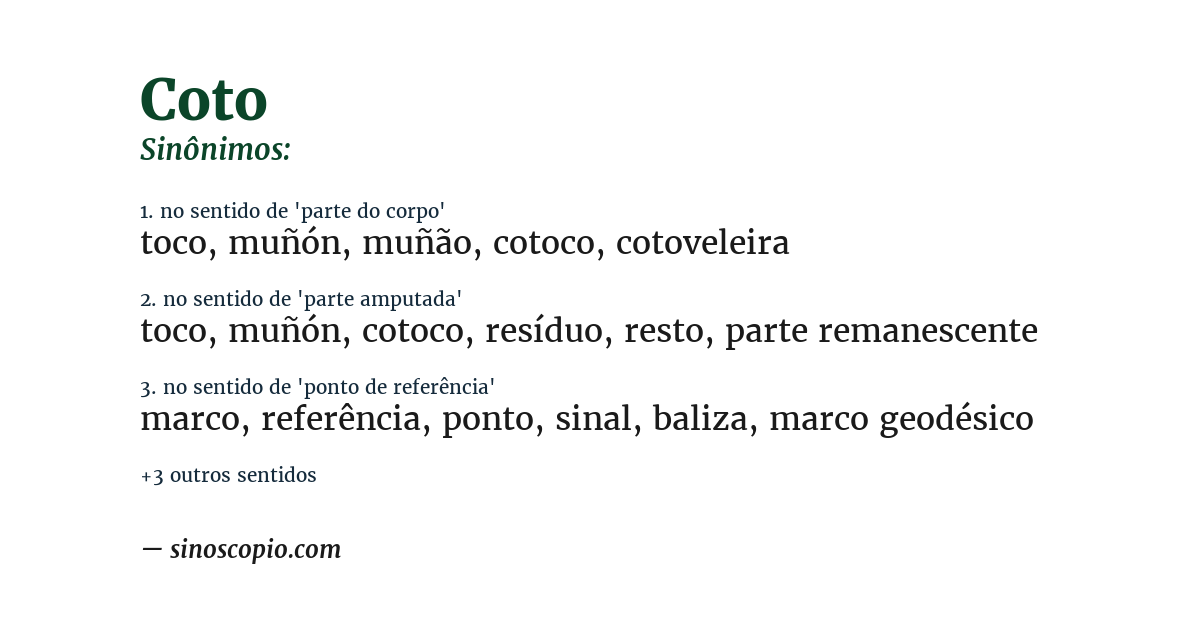 Sinônimo de coto