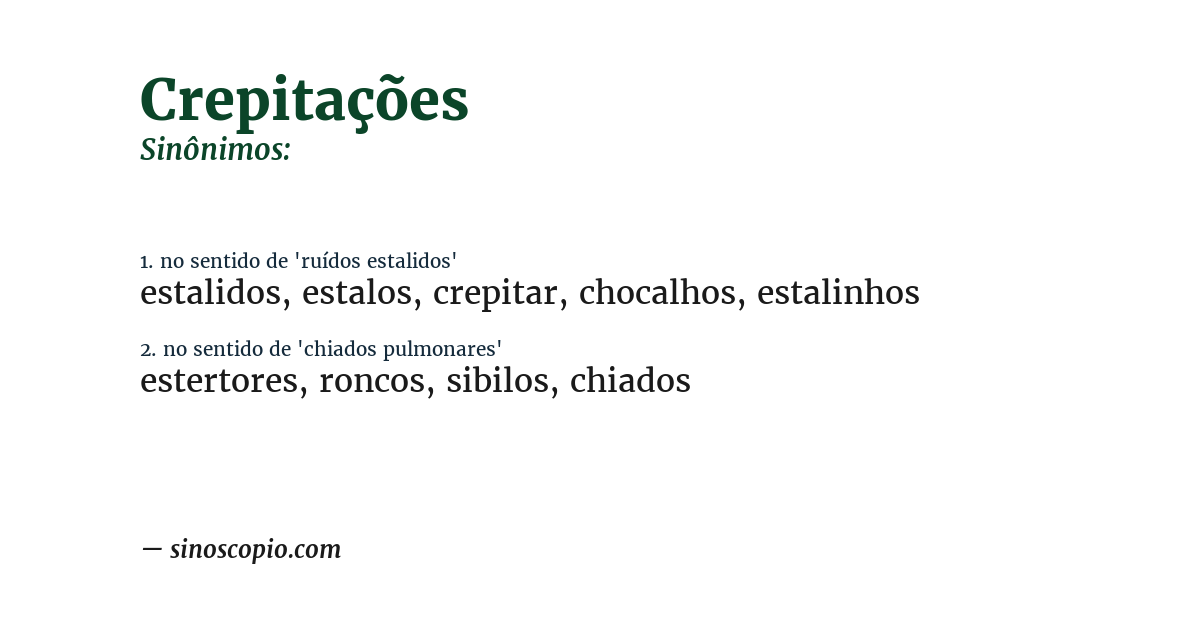 Sinônimo de crepitações