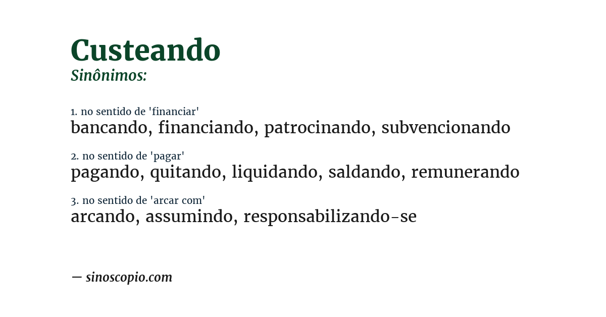 Sinônimo de custeando