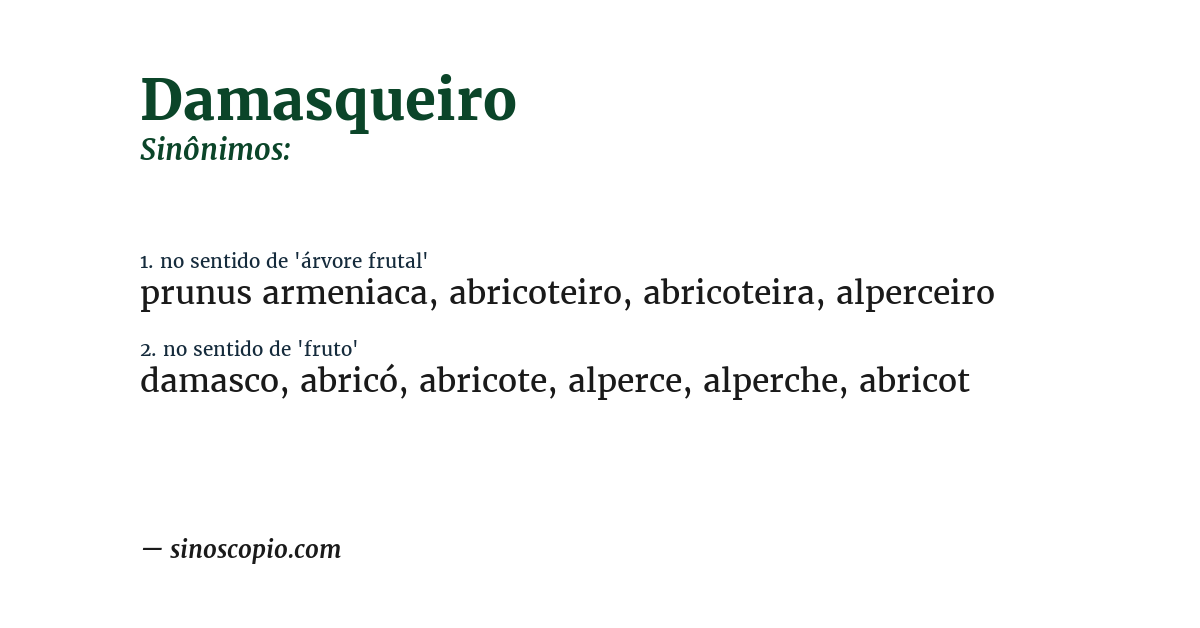 Sinônimo de damasqueiro
