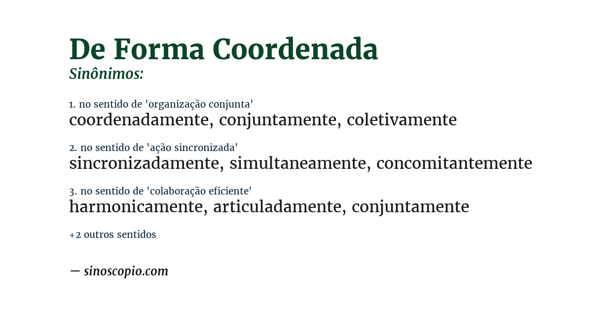 Sinônimo de de forma coordenada