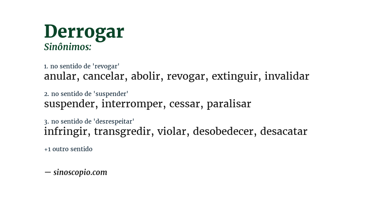 Sinônimo de derrogar
