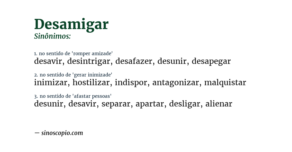 Sinônimo de desamigar
