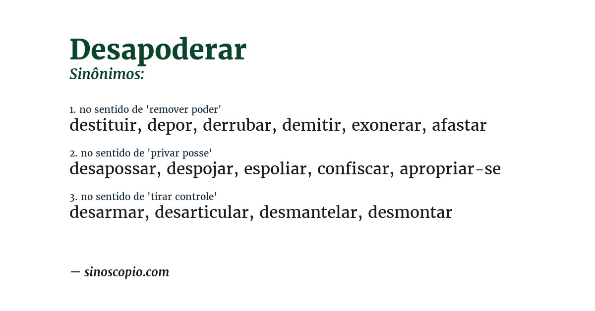 Sinônimo de desapoderar