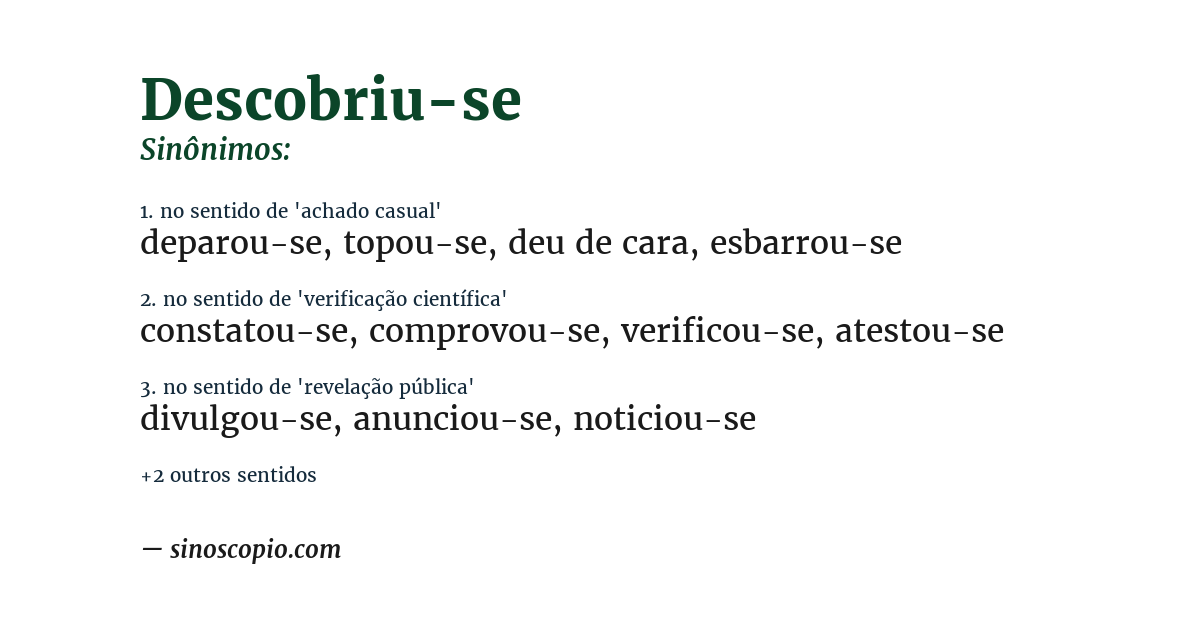 Sinônimo de descobriu-se
