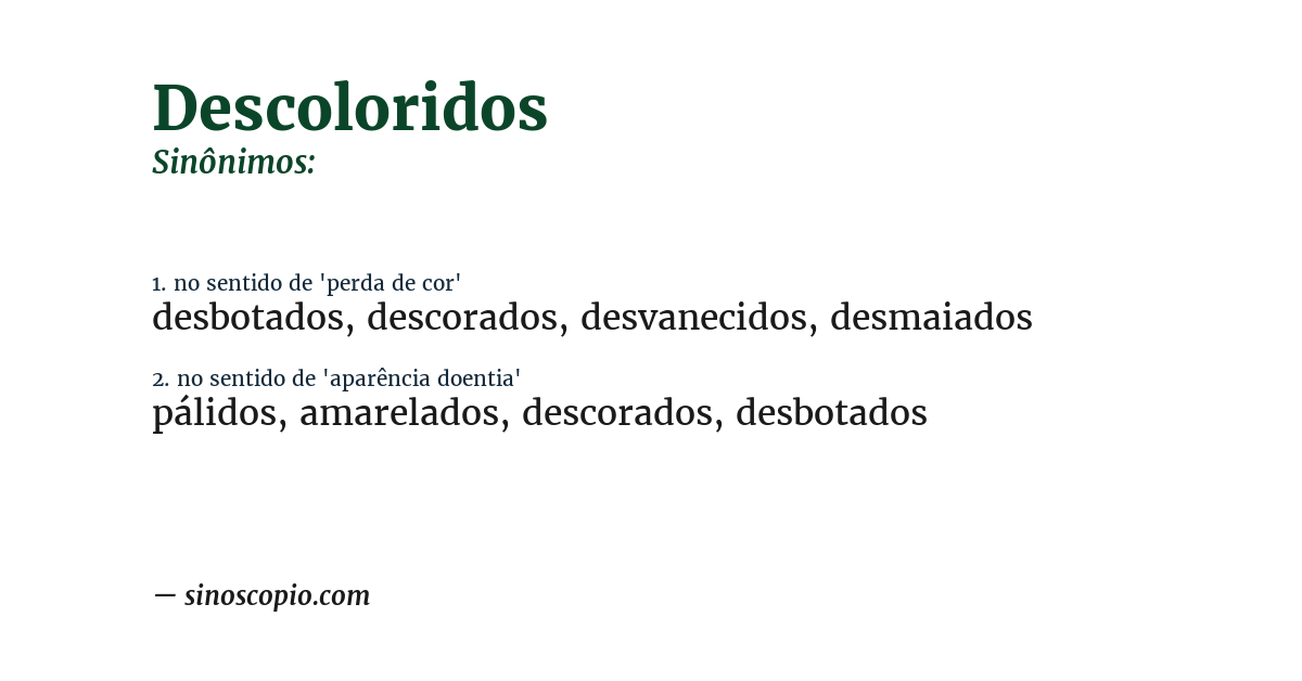 Sinônimo de descoloridos