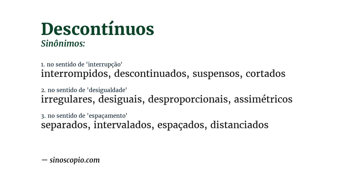 Sinônimo de descontínuos