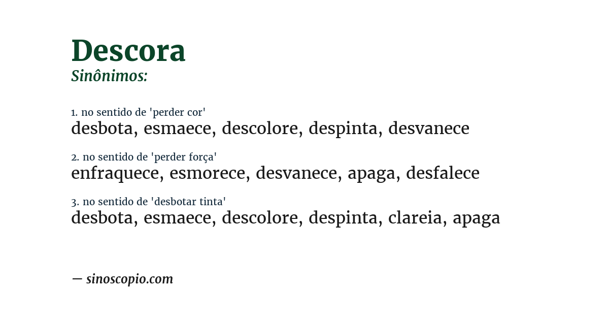 Sinônimo de descora