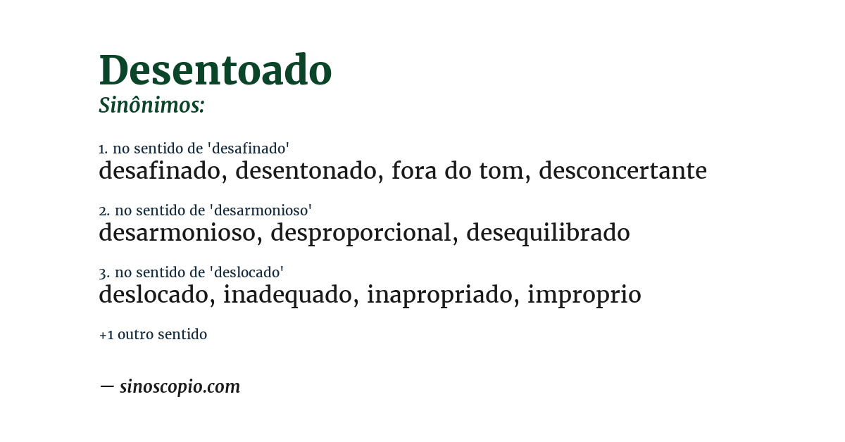 Sinônimo de desentoado