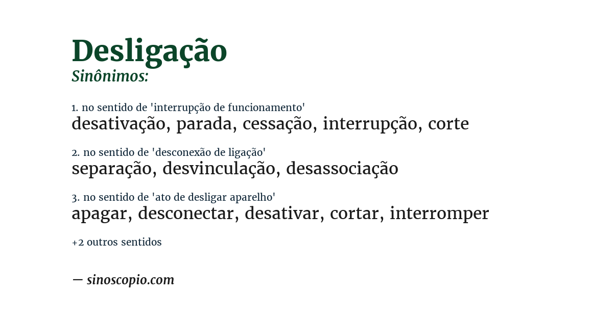 Sinônimo de desligação