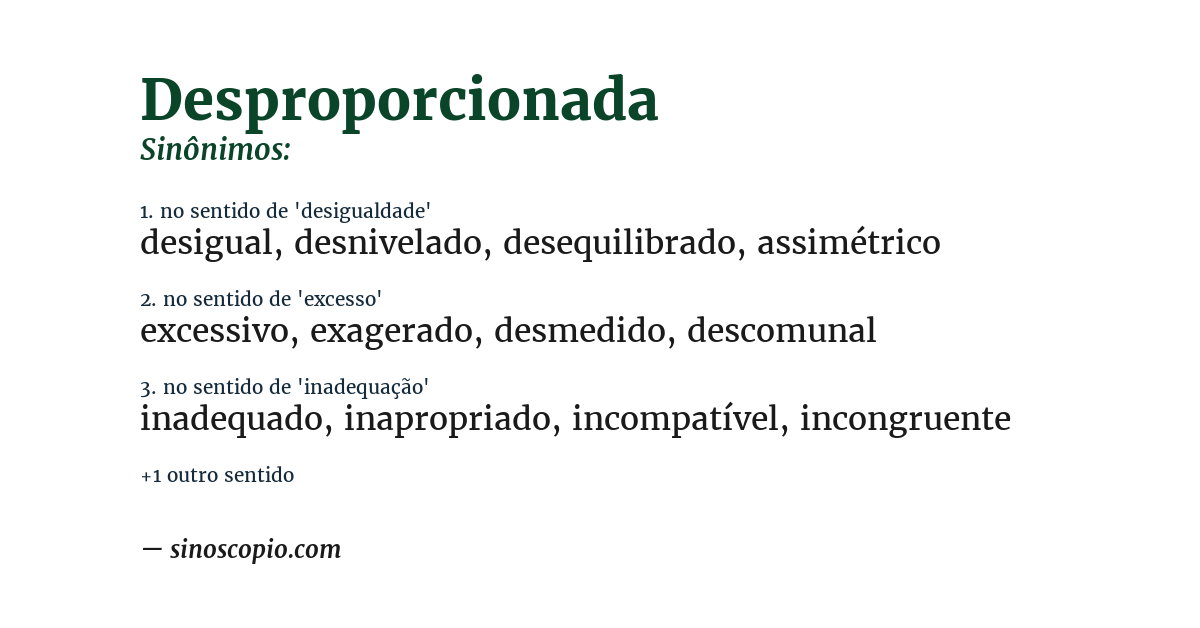 Sinônimo de desproporcionada