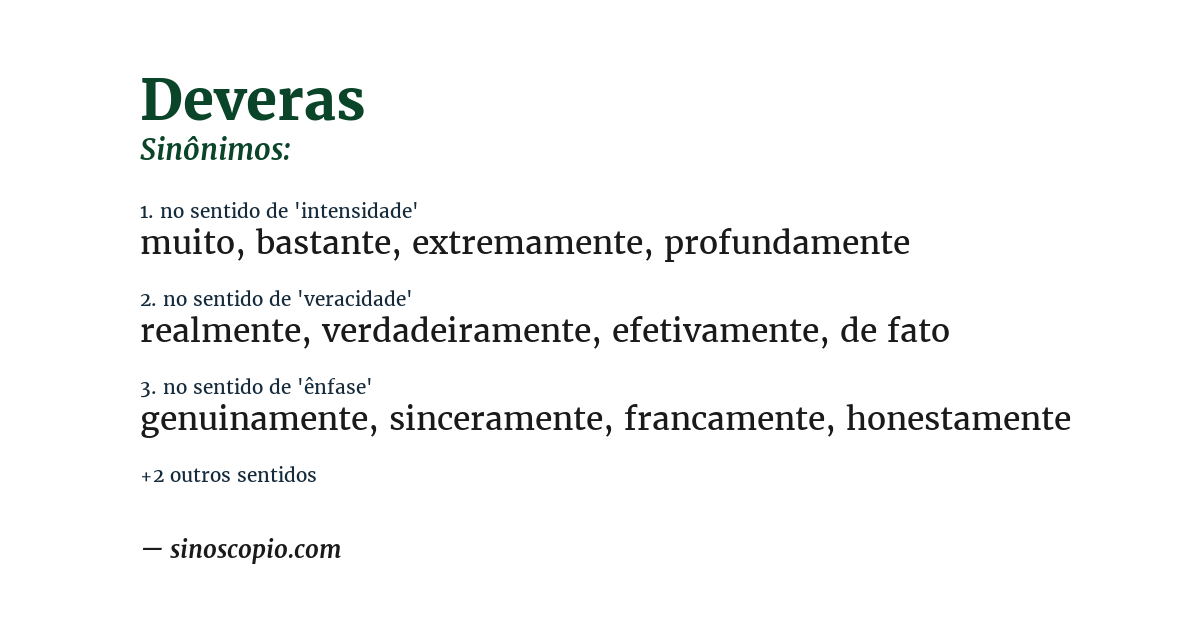 Sinônimo de deveras