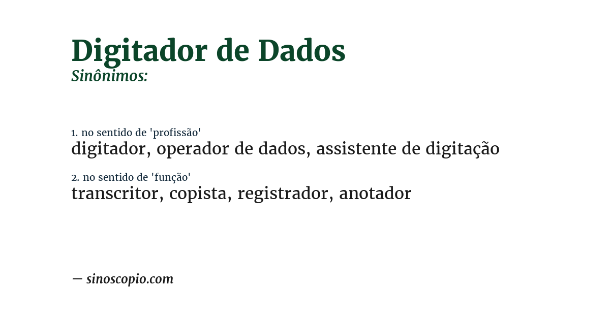 Sinônimo de digitador de dados