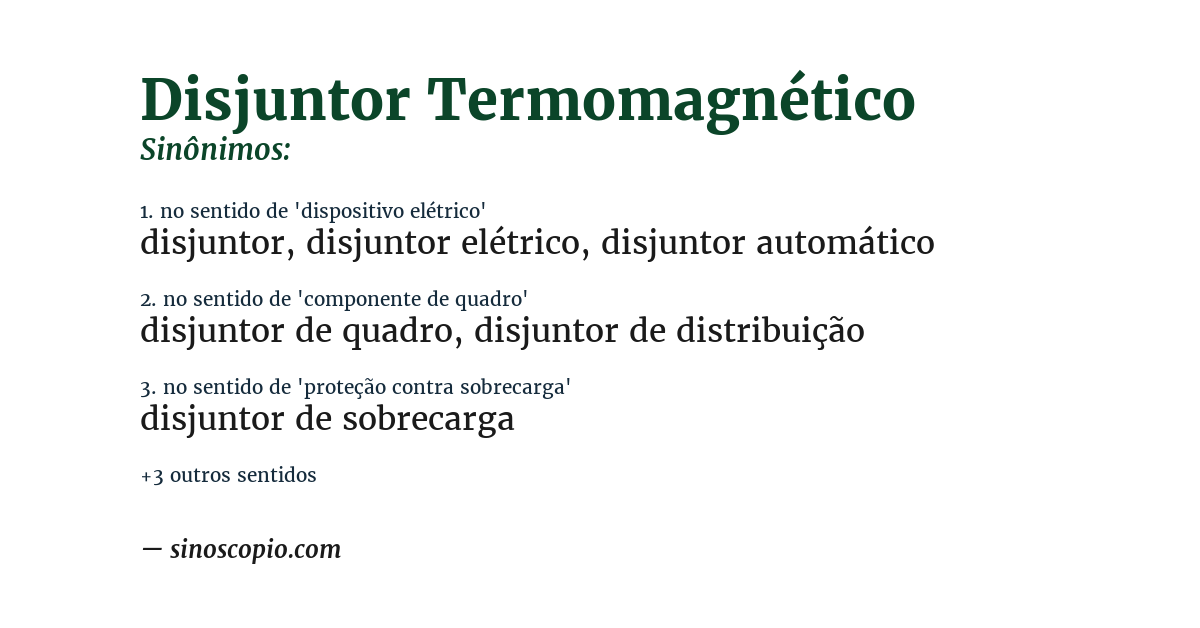 Sinônimo de disjuntor termomagnético