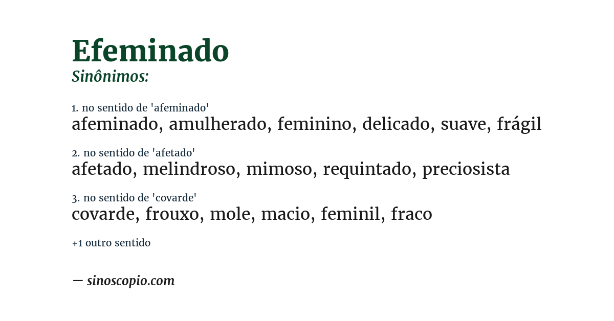 Sinônimo de efeminado