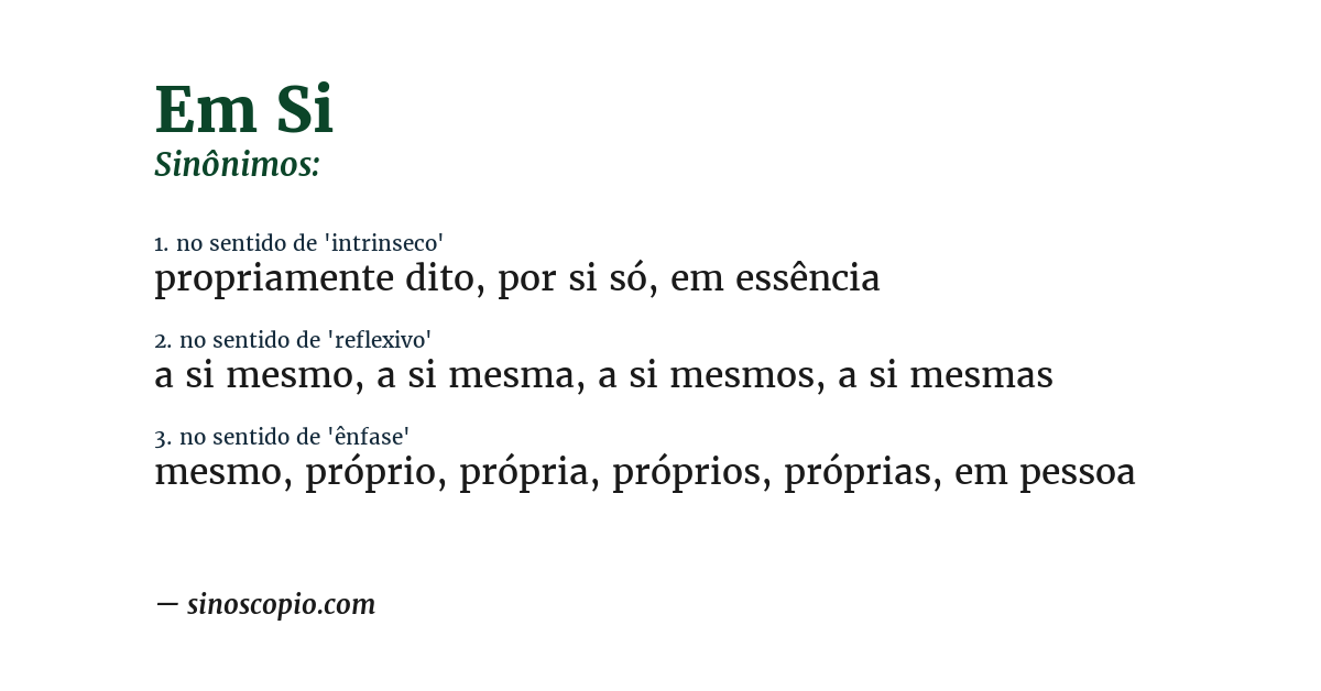 Sinônimo de em si