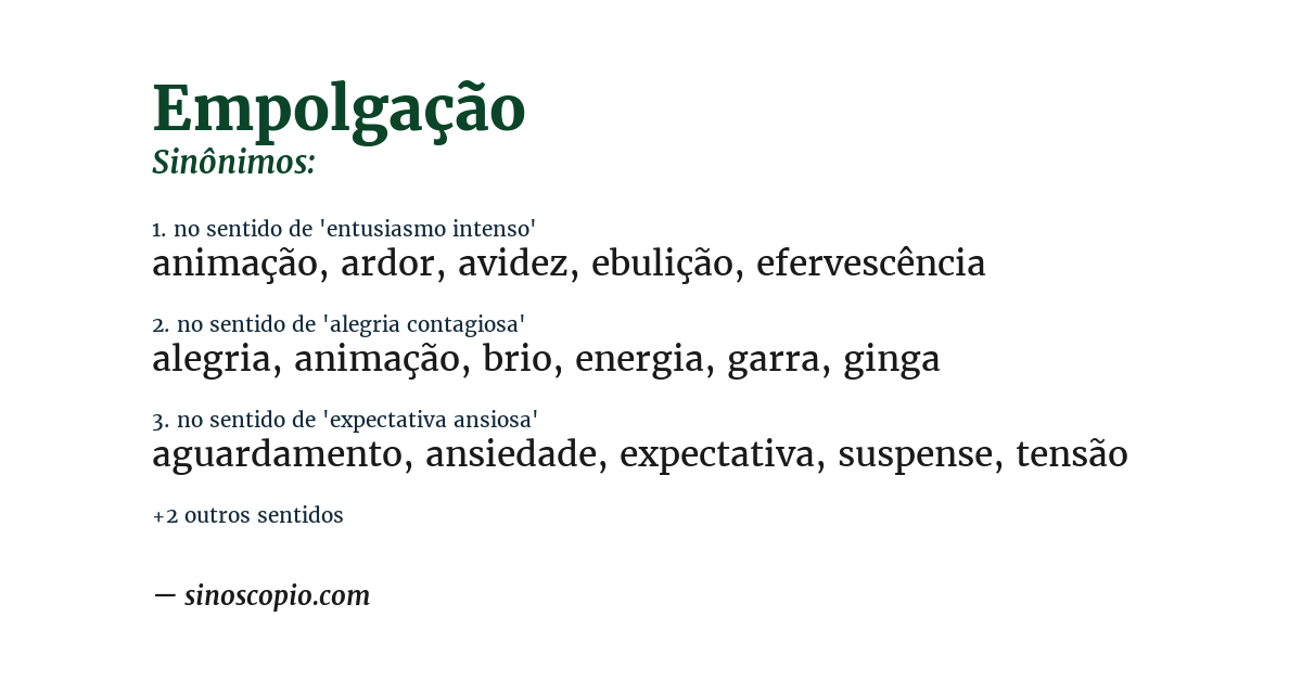 Sinônimo de empolgação