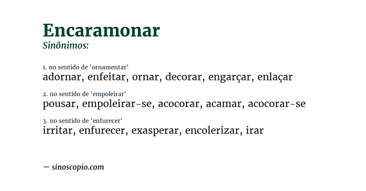 Sinônimo de encaramonar