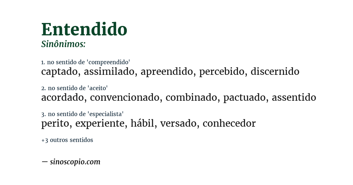 Sinônimo de entendido