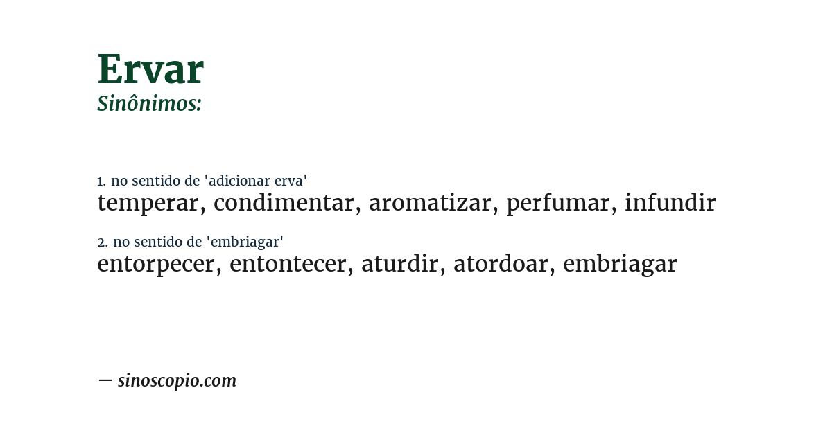Sinônimo de ervar