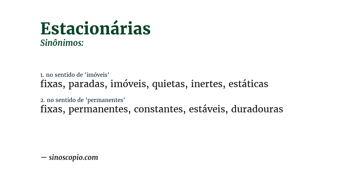 Sinônimo de estacionárias