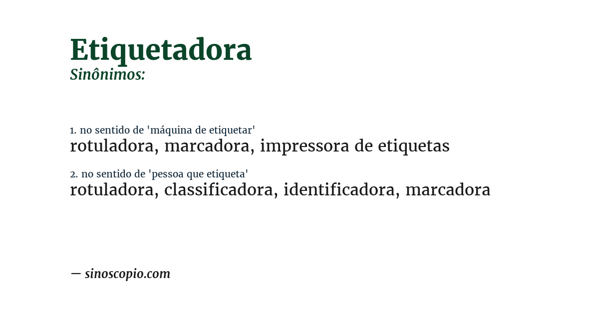 Sinônimo de etiquetadora
