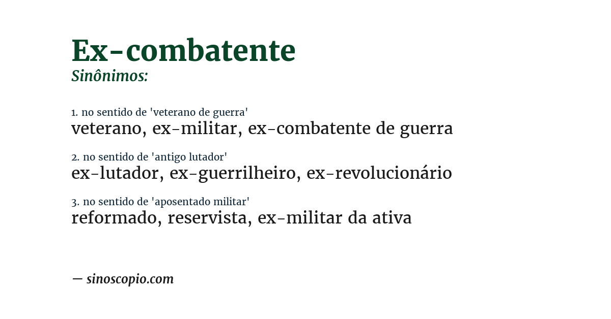 Sinônimo de ex-combatente