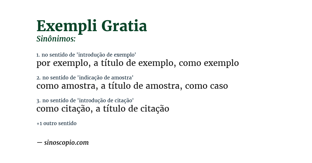 Sinônimo de exempli gratia
