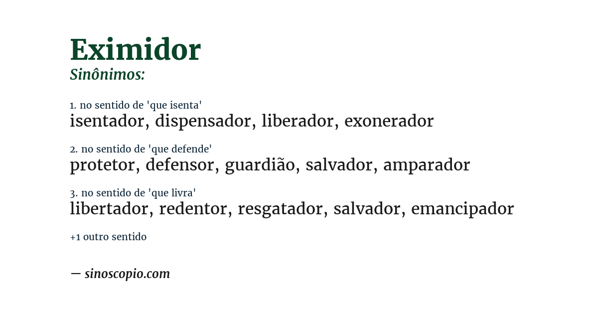Sinônimo de eximidor