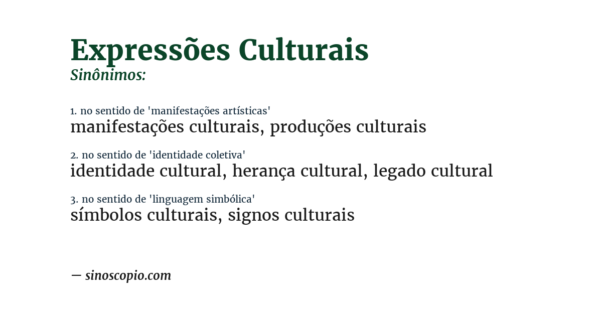 Sinônimo de expressões culturais
