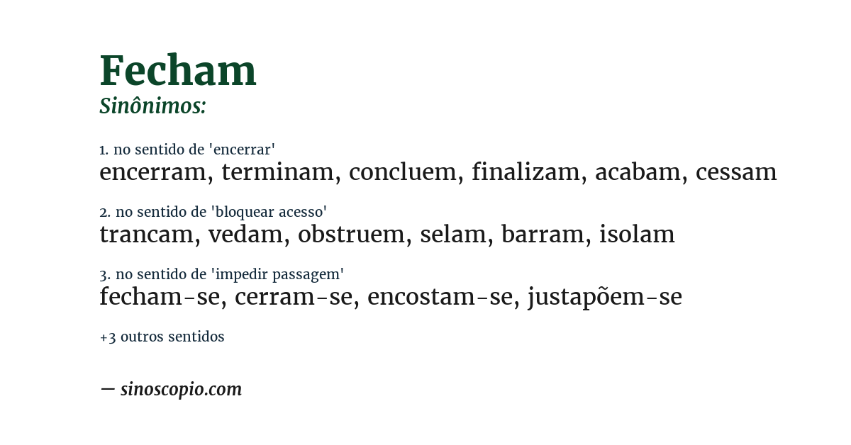 Sinônimo de fecham