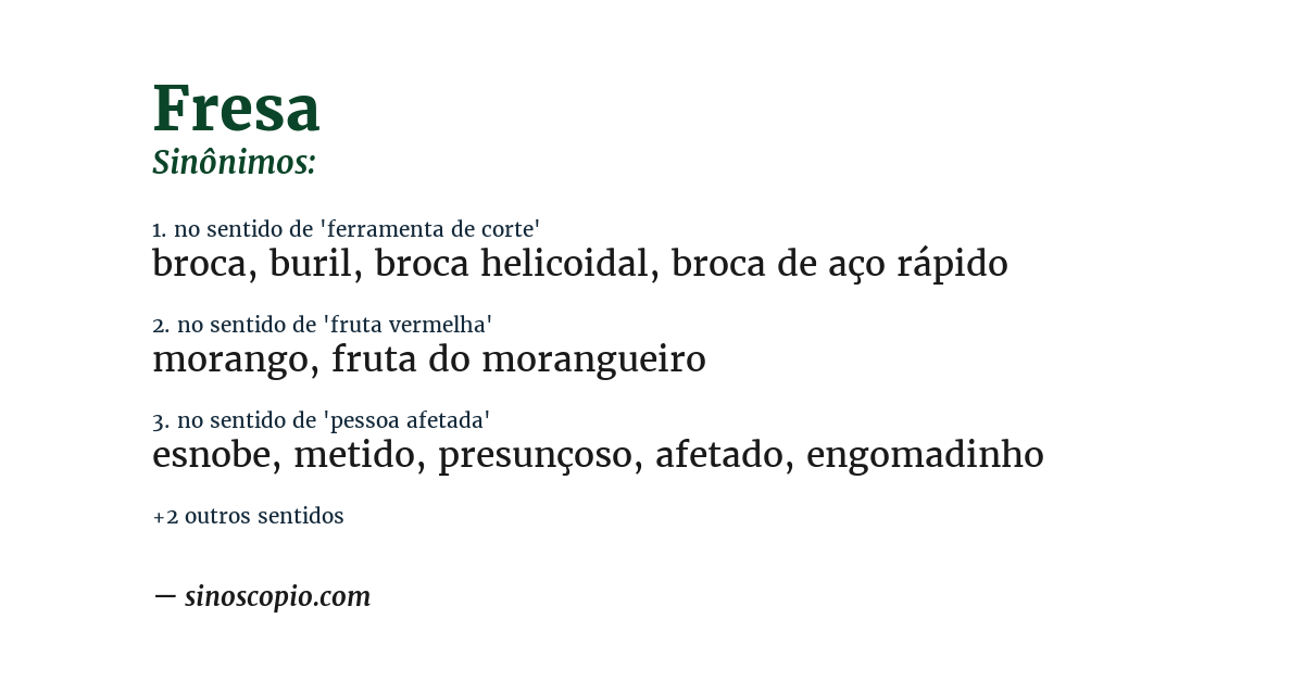 Sinônimo de fresa