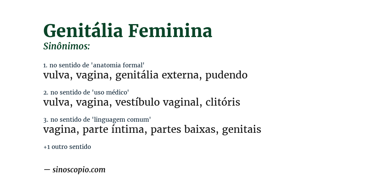 Sinônimo de genitália feminina