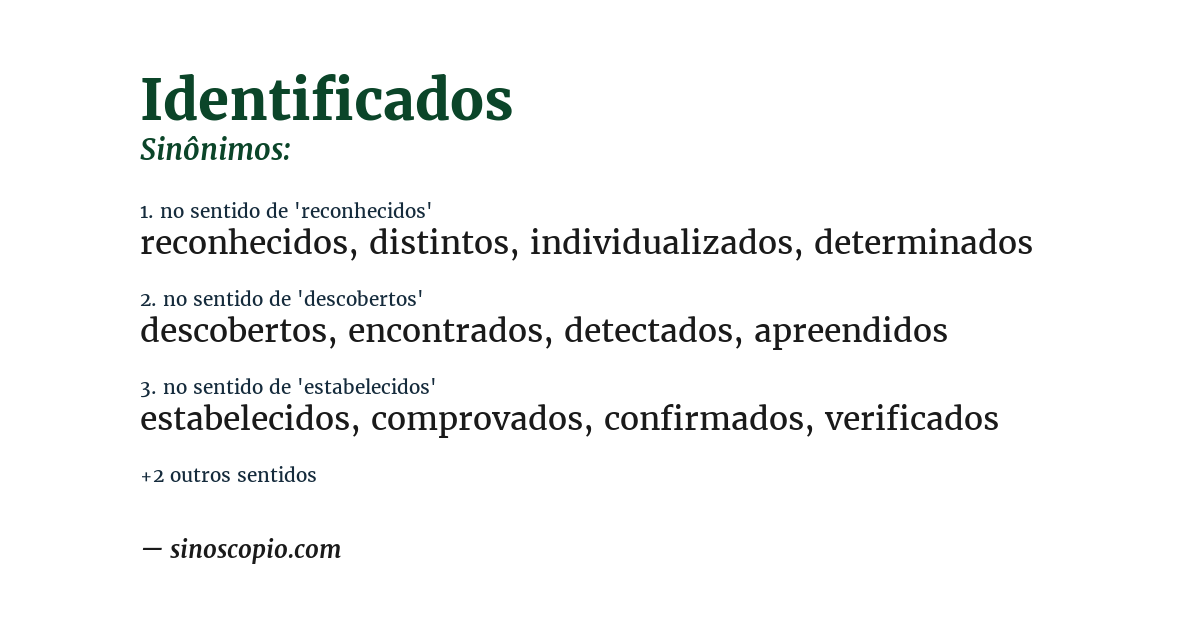 Sinônimo de identificados