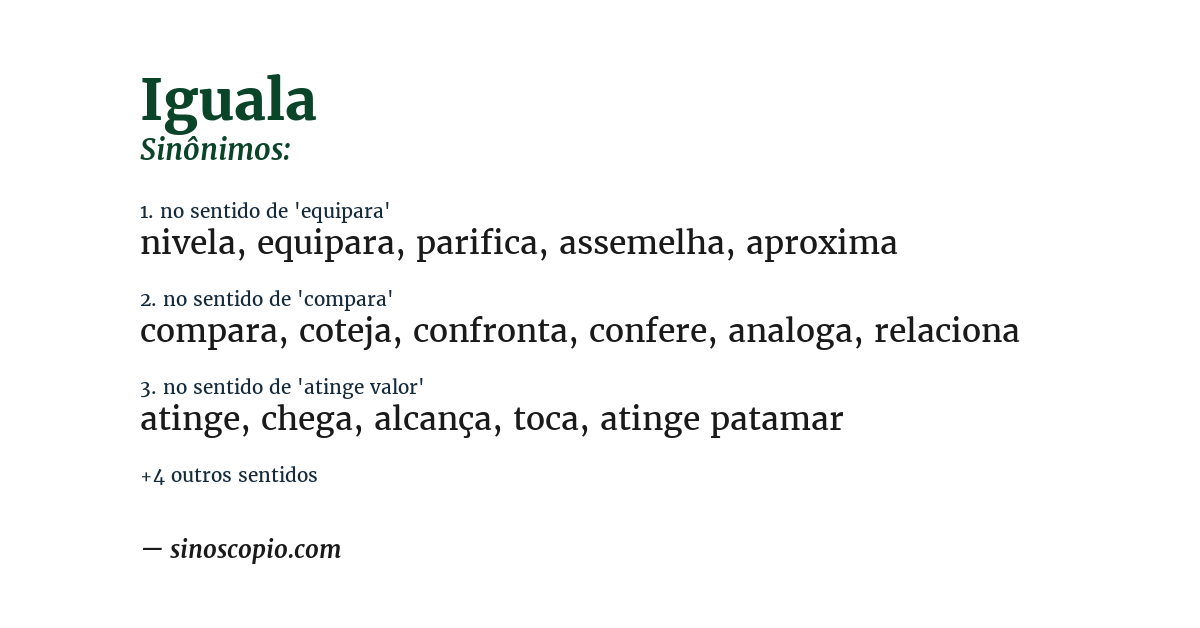 Sinônimo de iguala
