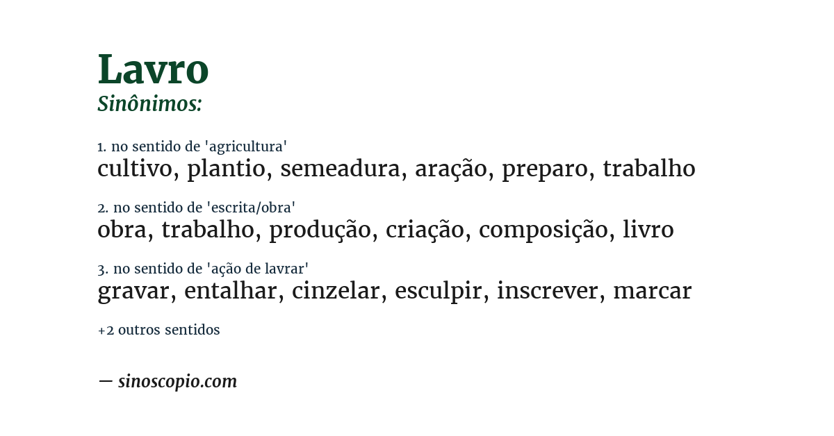 Sinônimo de lavro